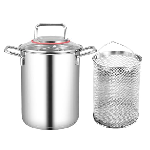 fikujap Pentola asparagi in Acciaio Inossidabile, pentola Pasta a piroscafo per Verdure Padella Profonda con Cesto e Coperchio in Vetro per Il Ristorante da Cucina per la casa