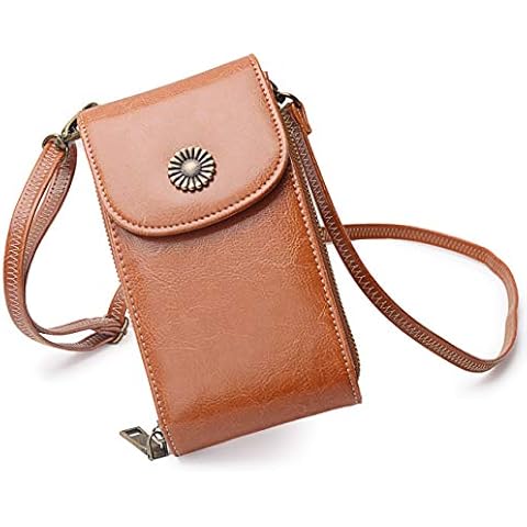 Bveyzi Women RFID Blocking Small Cell Phone Purse Crossbody Bag Smartphone Wallet with shoulder strap (Tan) Cover