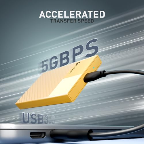 Image of Cablet 2.5 Inch SATA USB 3.0 HDD /SSD Portable External Enclosure for 7mm and 9.5mm, Tool-Free Design, Supports UASP Max 6TB (HD2577-U3-YL)