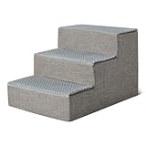 Amazon Basics, Scaletta per Cani da 35,6cm, Scaletta per Letto e Divano, Scala Antiscivolo da Interno per Cani e Gatti, Grigio, 3 Gradini