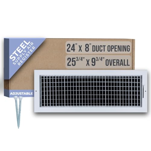 Duct opening steel adjustable air supply grille (24x8) by Handua