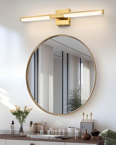 Image of OKELI 24 Inch Bathroom Vanity Light Fixtures, Gold Modern Light Fixtures Over Mirror, 12W 5CCT Dimmable Wall Light