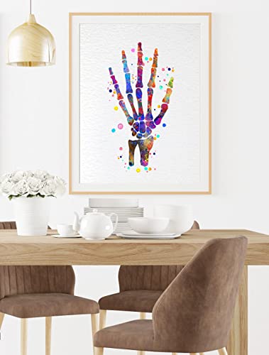 Image of Dignovel Studios 11X14 Unframed Hand Bone Human Anatomy Medical Science Doctor Clinic Hospital Watercolor Art Print Poster DN715