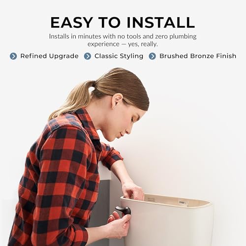 Image of Qualihome Brushed Bronze Finish Front Mount Toilet Handle Replacement Kit, Universal Toilet Tank Flush Lever Fits Most Standard Front-Mount Toilet Tanks