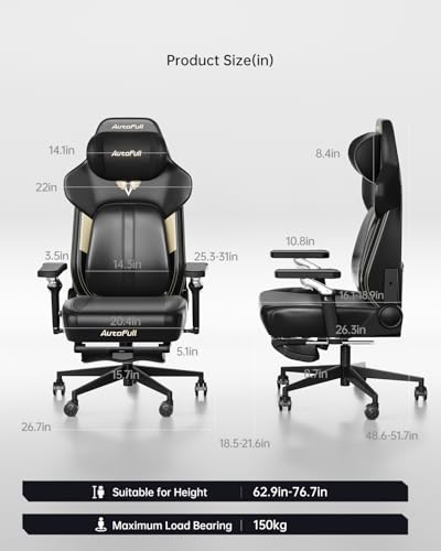 Gaming Chair with Massage and Footrest