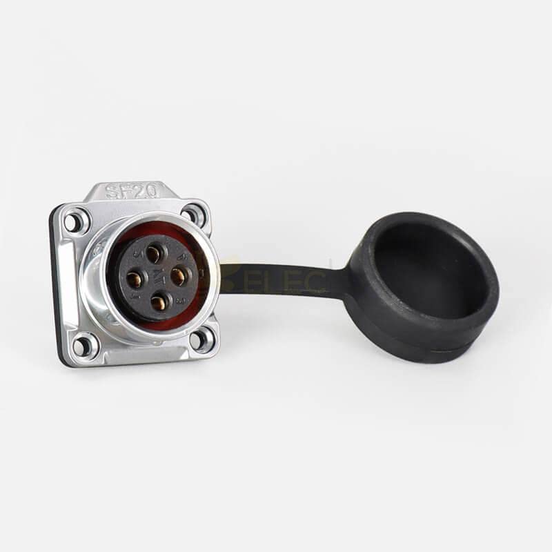 SF20 4 Pin Waterproof Plug+Socket 4-Hole Flange Aviation Circular Quick Push-Pull Industrial Metal