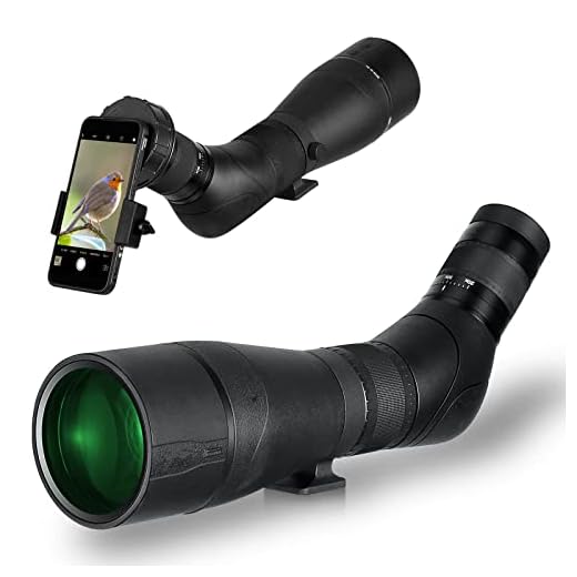 HD 20-60x80 Spotting Scope, Waterproof Dual Focusing Zoom BAK4 Fully Multi Coated 45 Degree Angled Eyepiece for Hunting Archery Shooting Targets Bird Watching with Smartphone Adapter