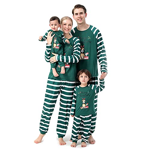 Pijama familiar de Navidad con estampado de ciervos, camiseta de manga larga y pantalones para pijamas familiares, ropa de dormir, mujer, M