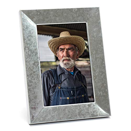 MIMOSA MOMENTS Galvanized Metal Picture Frame, for 4x6 photo (Rustic,