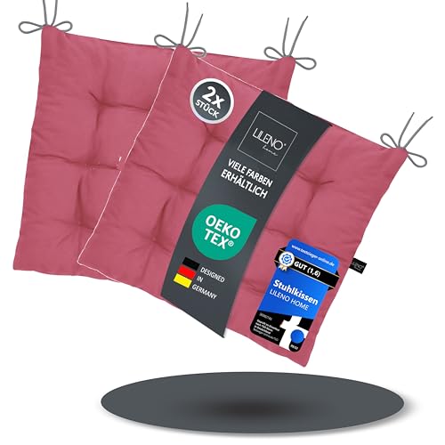 LILENO HOME 2er Set Stuhlkissen 21 Pink (40x40x6 cm) - Sitzkissen für...