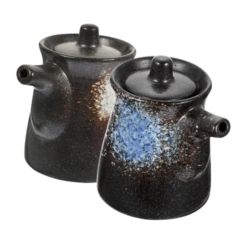 ULTECHNOVO 2 Piezas Olla De Condimento De Cerámica Dispensador De Vinagre Matraz De Comida Salsas Botella De Condimento Agitadores Dispensador De Jarabe De Café Vinagre Original