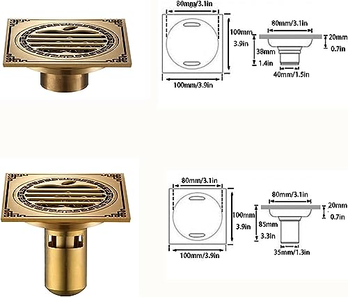 Bonde de sol en laiton antique pour douche vintage chic