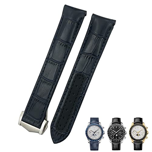Bracelet en cuir de vache incurvé 19mm à 21mm style Seamaster