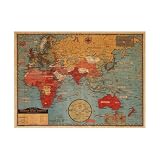 Adesivo Kraft Mappa Vintage Carta del Mondo Parete