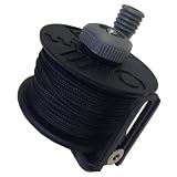 Mulinello da Pesca Sub in nylon, Nero, 50 Metri, con Guidalenza in Acciaio Inox, Freno e Maniglia Fissa