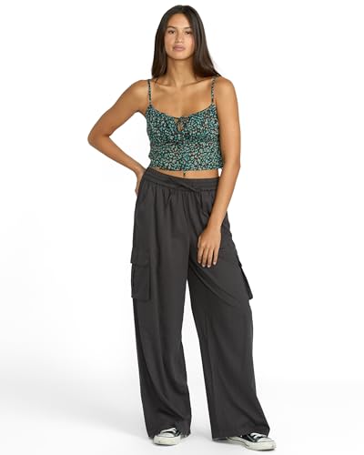 Volcom womens Lived in Beach Pants – Relaxed Fit, Cotton Viscose Blend, Cargo Pockets, Elastic Waist & Metallic Back Badge4