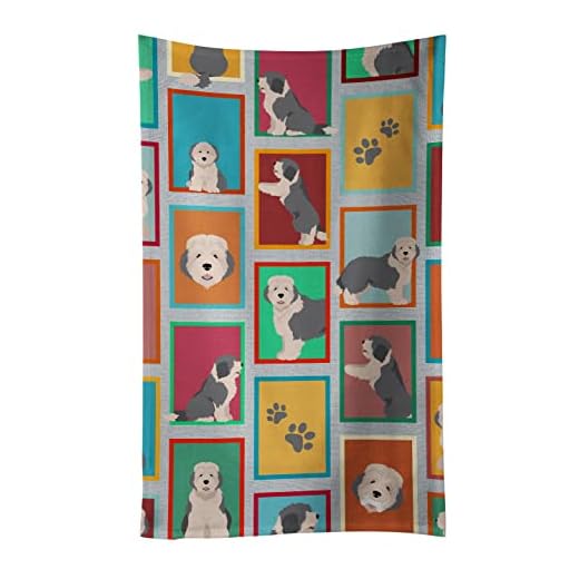 Caroline's Treasures MLM1120KTWL Lots of Old English Sheepdog Kitchen Towel Dish Cloths Guest Hand Towel Decorative Bathroom Towel for Face,Tea, Dishcloth, Kitchen and Bath