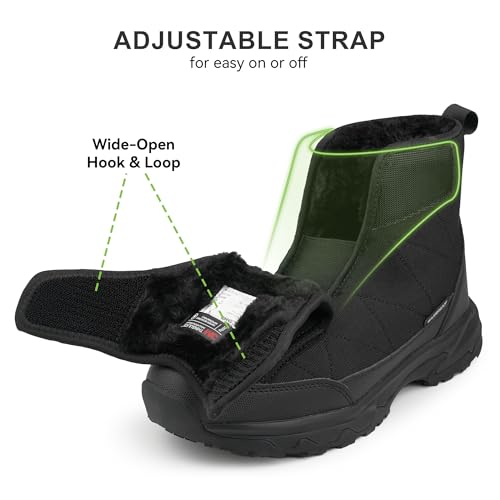 Image of Winter Boots for Men Waterproof Warm Snow Boots Non-Slip Work Shoes Comfortable Diabetic Boots with Adjustable Closures