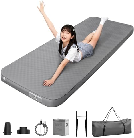（21:00時点） エアーマット インフレーターマット【12CM極厚・幅広75cm】高反発 ポリウレタン 9.5高R値 40s膨らむ 自動膨張/電動ポンプ内蔵 静音 漏れ防止 安全無臭 防水防潮 防災 キャンプマット マットレス エアーベッド 花見 車中泊 収納袋付 持ち運び便利 簡単収納