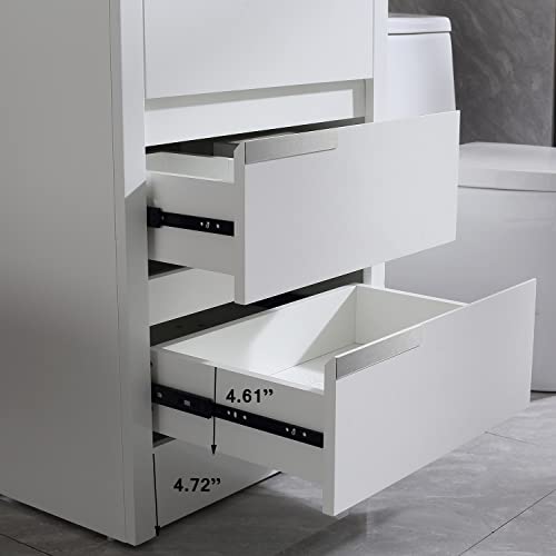 Walsport 24" Bathroom Vanity And Sink Combo White Undermount Ceramic Vessel Sink Cabinet Chorme Faucet Drain With Mirror Vanities Set #TOP7