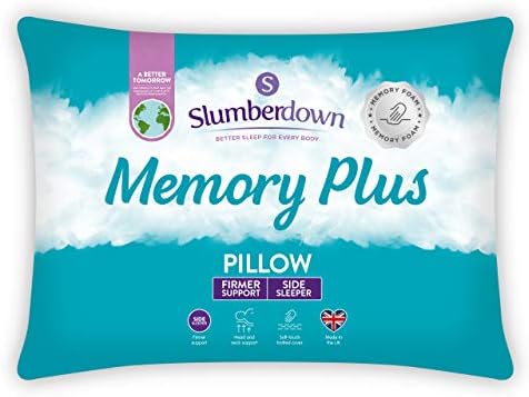 Slumberdown Memory Cool Pillow 1 Pack Firm Support Bed Pillow Designed for Back and Side Sleepers Bed Pillow