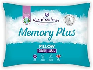 Slumberdown Memory Plus Pillow 1 Pack Firm Support Bed Pillow Designed for Back and Side Sleepers Bed Pillow