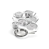 All-Clad 401716 Stainless Steel Tri-Ply Bonded Dishwasher Safe Cookware Set, 14-Piece, Silver