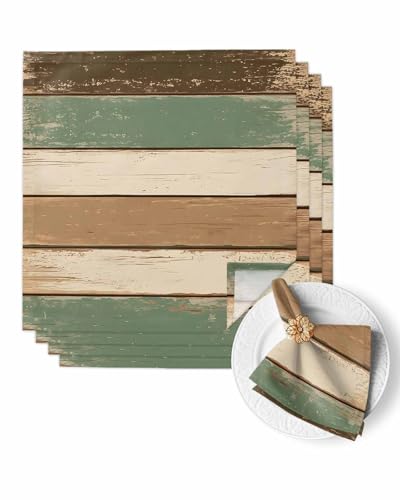 Servilletas de Tela Cuadradas Set de 4 Color Marrón y Verde miniatura 1