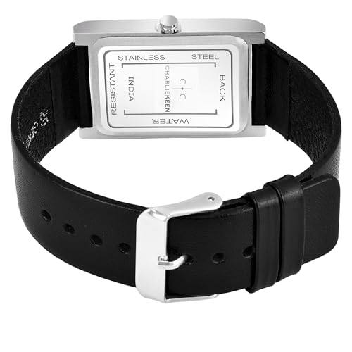 Image of CHARLIEKEEN Slim Analogue Watch, Black Dial, Leather Strap