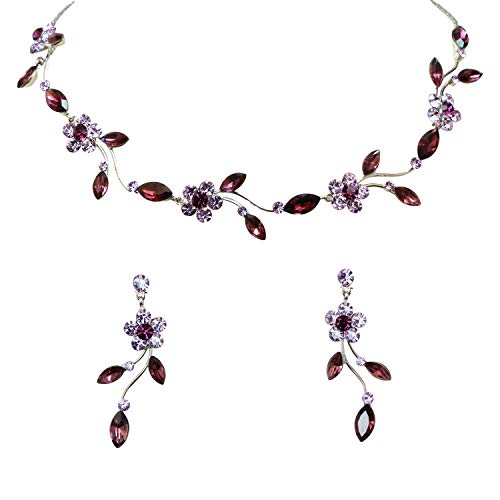 Image of Faship Gorgeous Rhinestone Crystal Floral Necklace Earrings Set