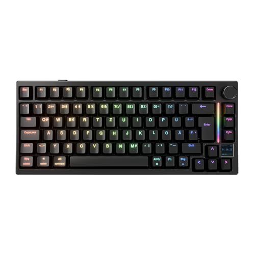 GK GAMAKAY TK75HE V2 75% Rapid Trigger Kabelloses Gaming Tastatur QWERTZ (ISO-DE Layout) mit TFT Bildschirm, BT/2.4GHz/USB-C 8KHz 0,005mm RT, Hall Effekt Magnetschalter Tastatur (Magnetic Phoenix)