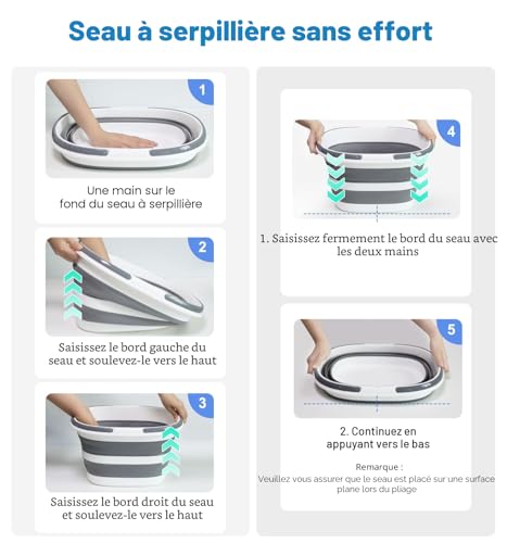 seau pliable de 16 l avec poignées, lavabo portable pour le camping et la maison, seau en silicone peu encombrant pour la voiture – vue 3