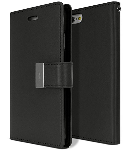 GOOSPERY Rich Wallet for Apple iPhone 6S Case (2015) iPhone 6 Case (2014) Extra Card Slots Leather Flip Cover (Black) IP6-RIC-BLK