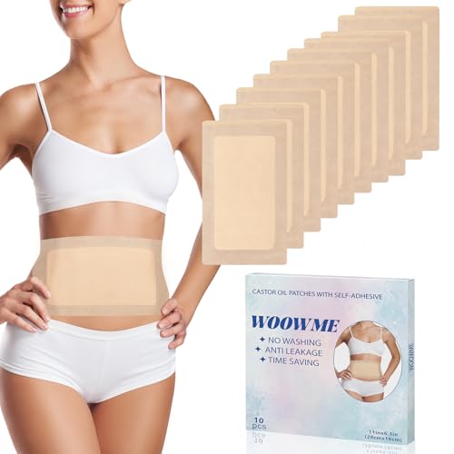 10 Pcs Castor Oil Pack Wrap Disposable Castor Oil Patches for Belly/Leg/Back (Oils Not Included) 11 x 6.3