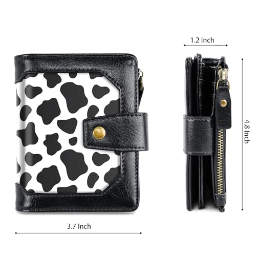 Image of Women Leather Wallet RFID Blocking Small Bifold Zipper Pocket Wallet Card Case Purse with ID Window, Cow