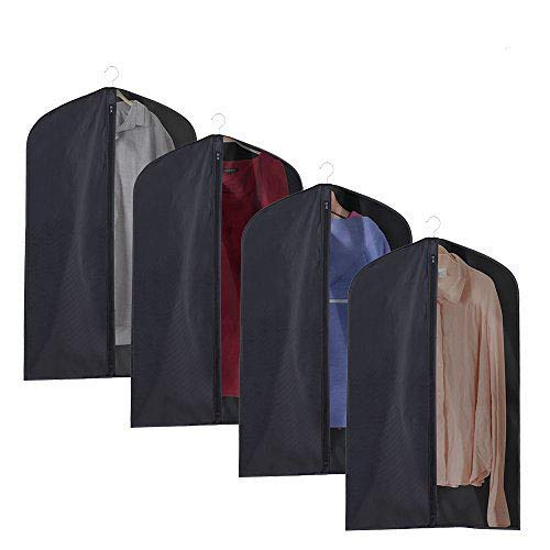 La Saveur 4 Pack Garment Bags for Cloths, Breathable Polyester Suit Bags for Storage