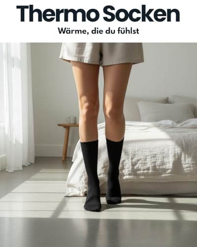 sockenkauf24 6 | 12 | 24 Paar THERMO Socken Damen & Herren Vollfrottee Wintersocken Schwarz Baumwolle (43-46, 24 Paar | schwarz) - Detailansicht 2 | TV | Video | Foto