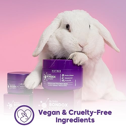 Nutree Professional Keratin Hair Mask for Blondes – Deep Repair & Anti-Frizz Treatment with Almond Oil, Shea Butter & Marine Collagen – Restores Shine & Smoothness, 2.82 oz