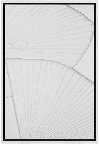 SIGNLEADER Framed Canvas Print Wall Art Textured White Fan Pattern