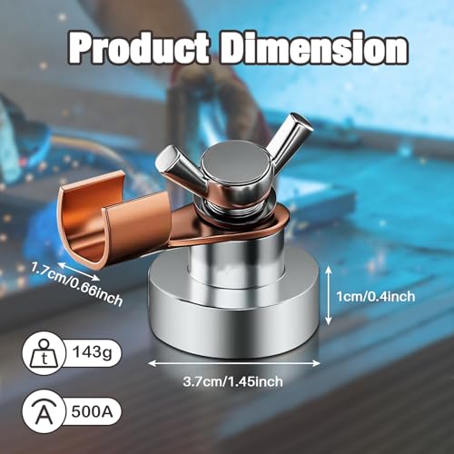 Wshxjzyay Welding Magnetic Grounding Clamp, Welding Support Ground Clamp Tools, Yes Welder Adjustable Magnet