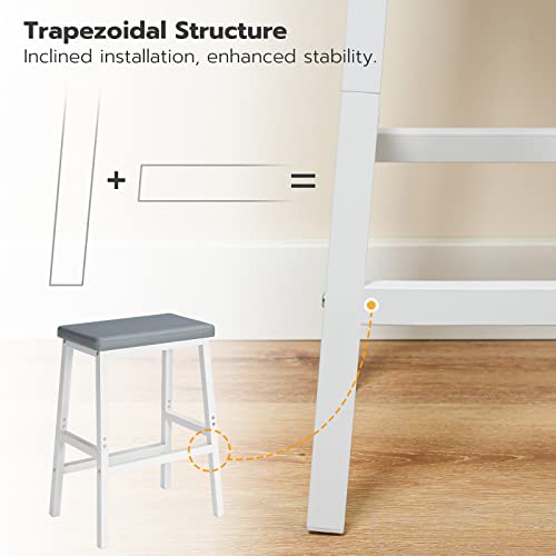 HOOBRO Bar Stools, Set of 2 Bar Chairs, Counter Height Bar Stools, 24 Inch Barstools for Kitchen Counter, PU Upholstered Kitchen Stools, for Kitchen, Bar, Dining Room, White and Gray WG01MD01 by HOOBRO - Image 7