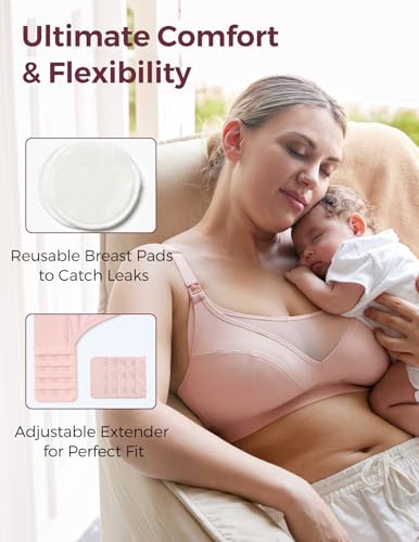 Image of Momcozy Mesh Support Pumping Bra Hands Free Suitable for 36C-44G, Comfortable Plus Size Pumping and Nursing Bra in One