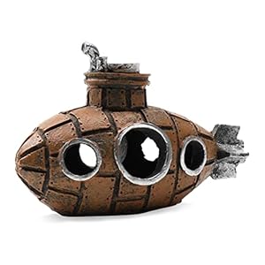 KyeeaDIY Aquarium Dekoration Thematische Ornamente U-Boot Fischbecken Harz Höhle Aquarium Ornamente Betta Cichlid Aquarium Zubehör Landschaftsbau Rock Cave Deko Fish Shrimp Hiding