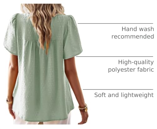 Image of Falechay Womens Summer Tops Crewneck Short Sleeve Shirts Casual Chiffon Blouses Flowy Lace Hem Boho Clothing Trendy 2026