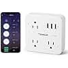 Smart Plug Outlet Extender Compatible with Alexa Google Home, TESSAN WiFi Plug with 3 Smart Outlets 3 USB Ports, Wall Surge Protector Power Strip 900J, Voice and Smartlife Control, Only 2.4 GHz Wi-Fi