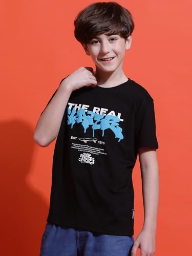 Image of Li'l Tomatoes Boys Cotton T-Shirt | Graphic Printed Half Sleeve Casual Summer Wear | Soft & Breathable | 9-16 Years