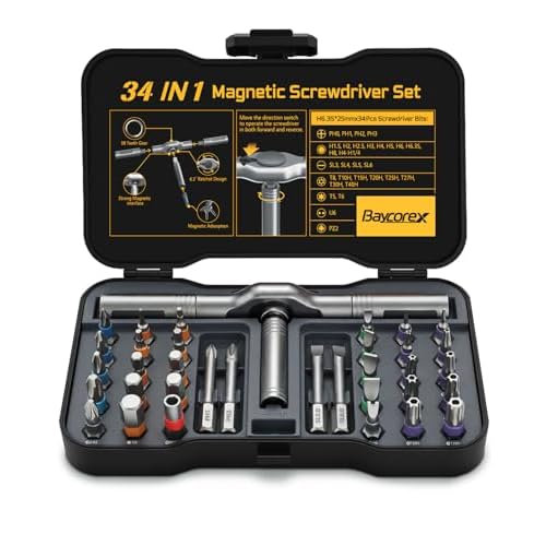 34 in 1 Magnetic Ratchet Screwdriver Set,Multi Bit Ratcheting Screw Driver kit,Precision Precision Screwdriver Case,Portable Compact Tool Kit for Home Repairs, Electronics,Furniture,Bicycle