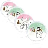 com-four® Calentador de Bolsillo 4X Reutilizable - Calentador de Manos con Reno y pingüino - Almohadilla térmica para los días fríos y para Llevar - Almohada térmica (Rosado. Verde)