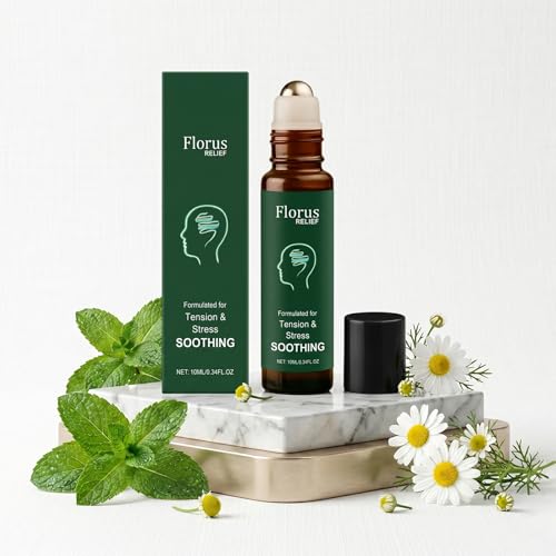 Florus Relief Roll On Soothing Essential Oil with Peppermint Soothes Head Neck and Shoulders