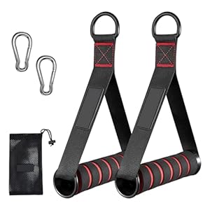 5pcs Resistance Band Handle, Heavy Duty Cable Handle, Fitness Grip with Double D Metal Rings & Big Carabiner Hooks, Valentines Day Cable Machine Attachment for Lover, Fitness Crossover Tricep Exercise